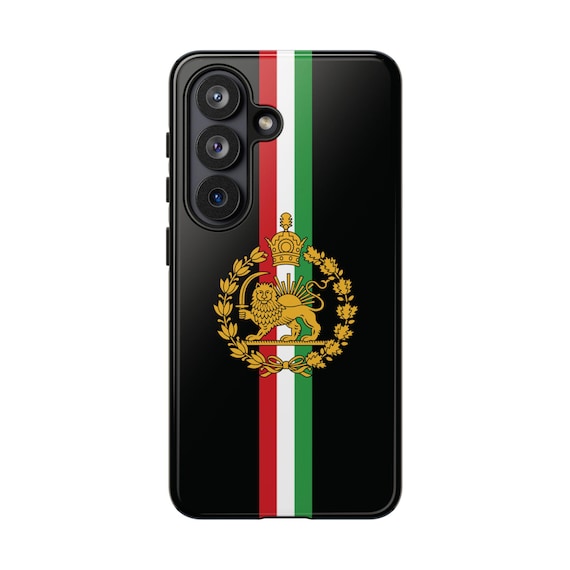 Iran Flag SAMSUNG Case | Imperial Lion and Sun with Crown | Black | Tough Case | Vertical Flag