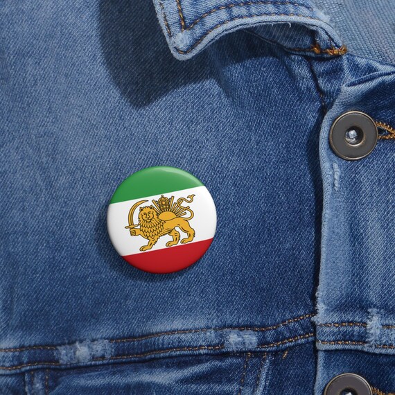 Iran Lion and Sun with Crown Flag Pin Button