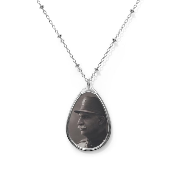 Reza Shah Historical Portrait Pendant | Oval Necklace | Teardrop Pendant | Shah Pendant