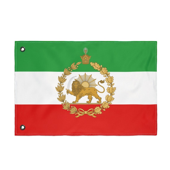 Premium Iran Large Lion and Sun with Crown - Naval flag of Iran standard - USA Print | Double Sided Flag