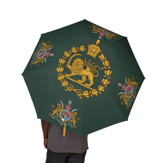 Lion and Sun Umbrella | Jaguar Green | Pahlavi Emblem | Javid Shah | MIGA | Crown | Persian