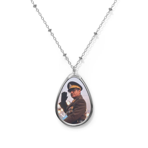 Mohammad Reza Shah Portrait Pendant | Oval Necklace | Teardrop Pendant | Shah Pendant