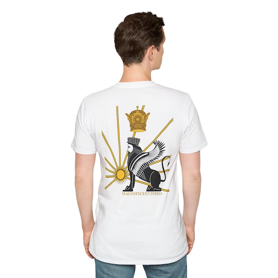 Iran Flag T-Shirt | Lion and Sun with Crown Persian Imperial Emblem with SAVAK Inspired Emblem