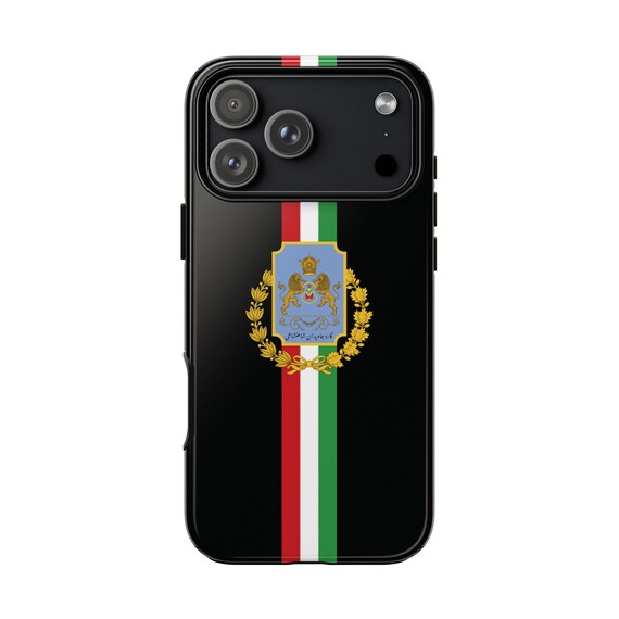 Iran Flag iPhone Case | Imperial Guard | Crown | Black | Tough Case | Vertical Flag | Persian Immortals
