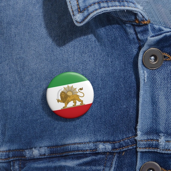Iran Lion and Sun Traditional Version Flag Pin Button