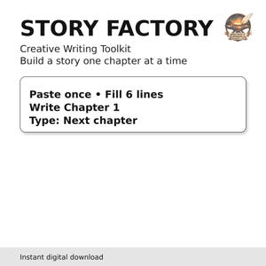 Story Factorys verktygslåda för kreativt skrivande | Berättelsemallar + fröbibliotek | Kapitel-för-kapitel-berättelsebyggare | Direkt nedladdning