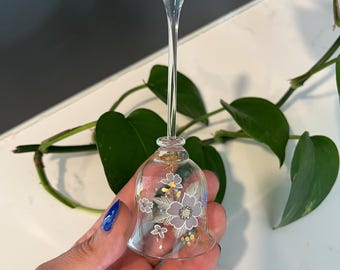 Vintage Hand Painted Glass Bell | Floral Crystal Bell | Delicate Cottagecore Decor
