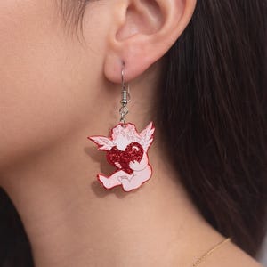 Cupid Angel Earrings | Valentine Heart Cherub Love Statement Earrings bild 2