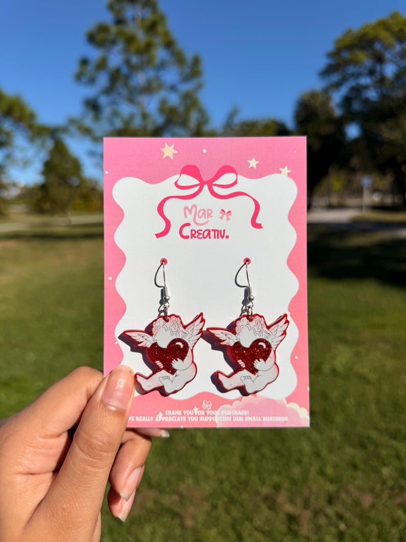 Cupid Angel Earrings | Valentine Heart Cherub Love Statement Earrings bild 4