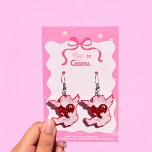 Cupid Angel Earrings | Valentine Heart Cherub Love Statement Earrings bild 3