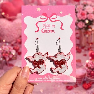 Cupid Angel Earrings | Valentine Heart Cherub Love Statement Earrings bild 1