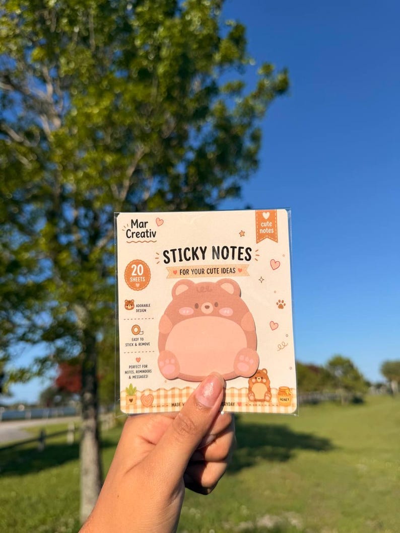 Bear Sticky Notes Kawaii Memo Pad - Etsy