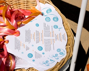 Colorful Swirly Design Outdoor Wedding Program Fan Beach Wedding Hand Fan Wedding Fan Garden Wedding DIY Digital Printable