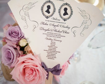 Paddle Style Wedding Program Fan, custom colors available, DIY programs, or Fully Assembled