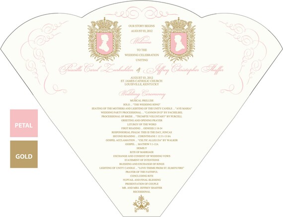 Set Of 25 Vintage Royal Silhouette Design Wedding Program Fan Etsy