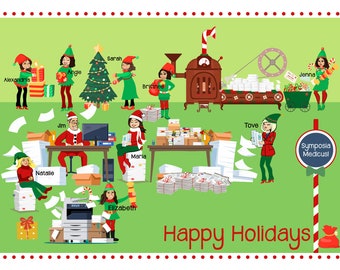 Business & Company - Custom Illustrated Christmas Card - Holiday Card - Hannukah Card - DIY Printable - Print Option Available