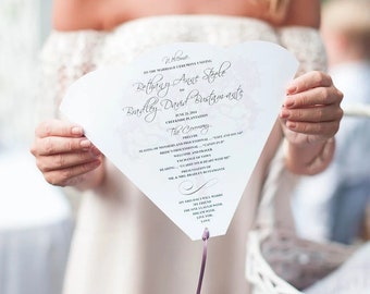 SET OF 25+ Elegant Tree & Lovebirds Design Wedding Program Fan custom colors available