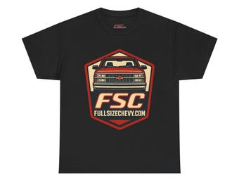 OBSクラシックレッドシールドTシャツ FSCヘリテージバッジシリーズ レトロなシボレーシルバラードデザイン