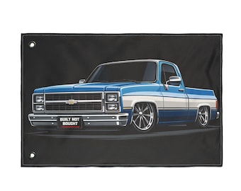 Gebaut Nicht Gekauft Chevy Squarebody Flagge | Wandgarage Banner