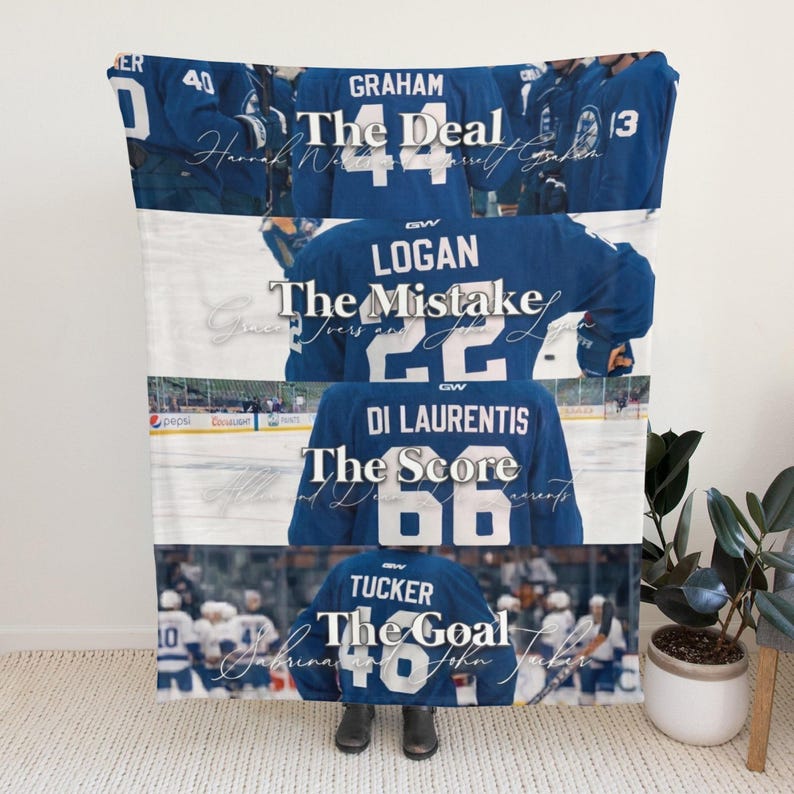 Hockey Romance Blanket, BookTok Reader Gift, Sports Fiction Fan Merch, Fictional Team Roster Throw, Bookish Decor OF2