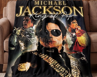 Michael Jackson Blanket, King of Pop Throw Blanket, Vintage MJ Collage Fleece, Music Legend Fan Gift