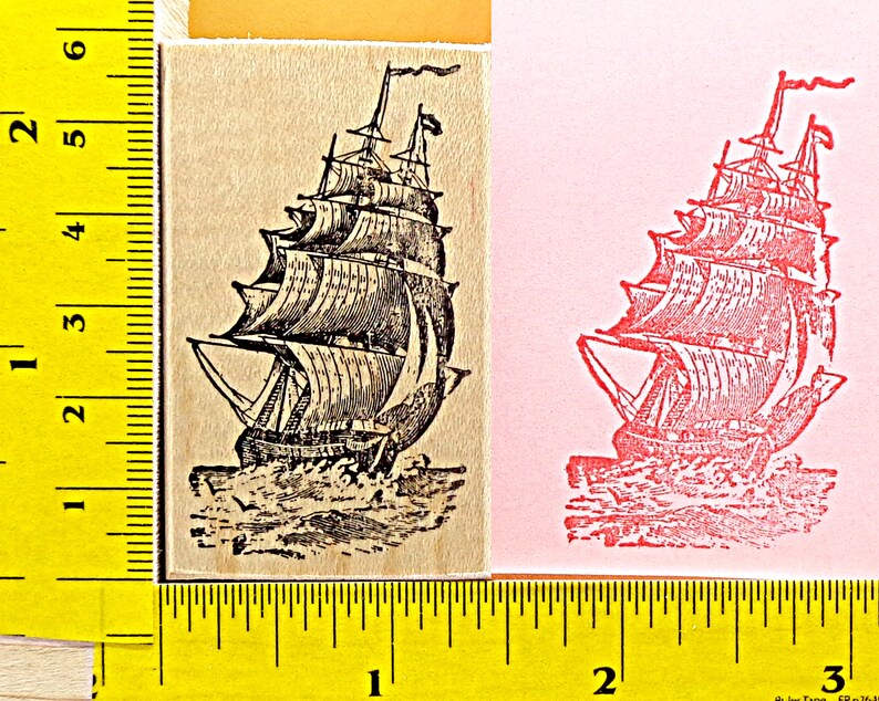 Pirate Clipper Sailing Ship Rubber Stamp Etsy