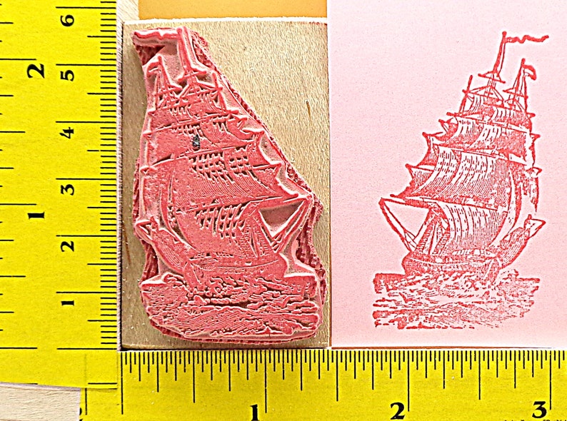 Pirate Clipper Sailing Ship Rubber Stamp Etsy