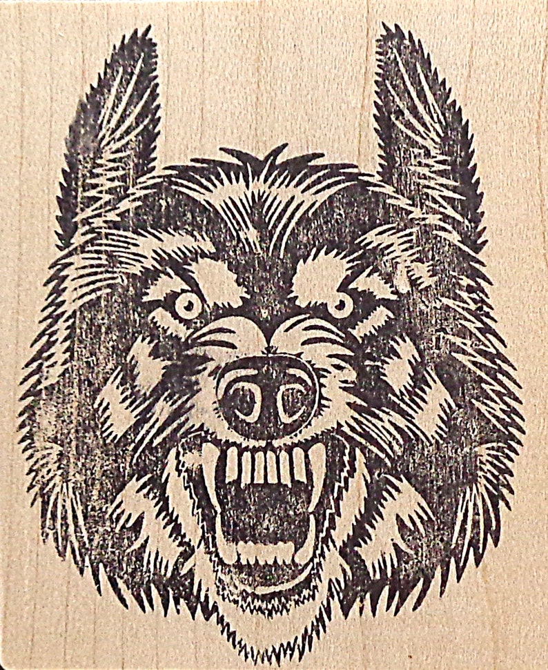 Wolf Head Rubber Stamp Etsy
