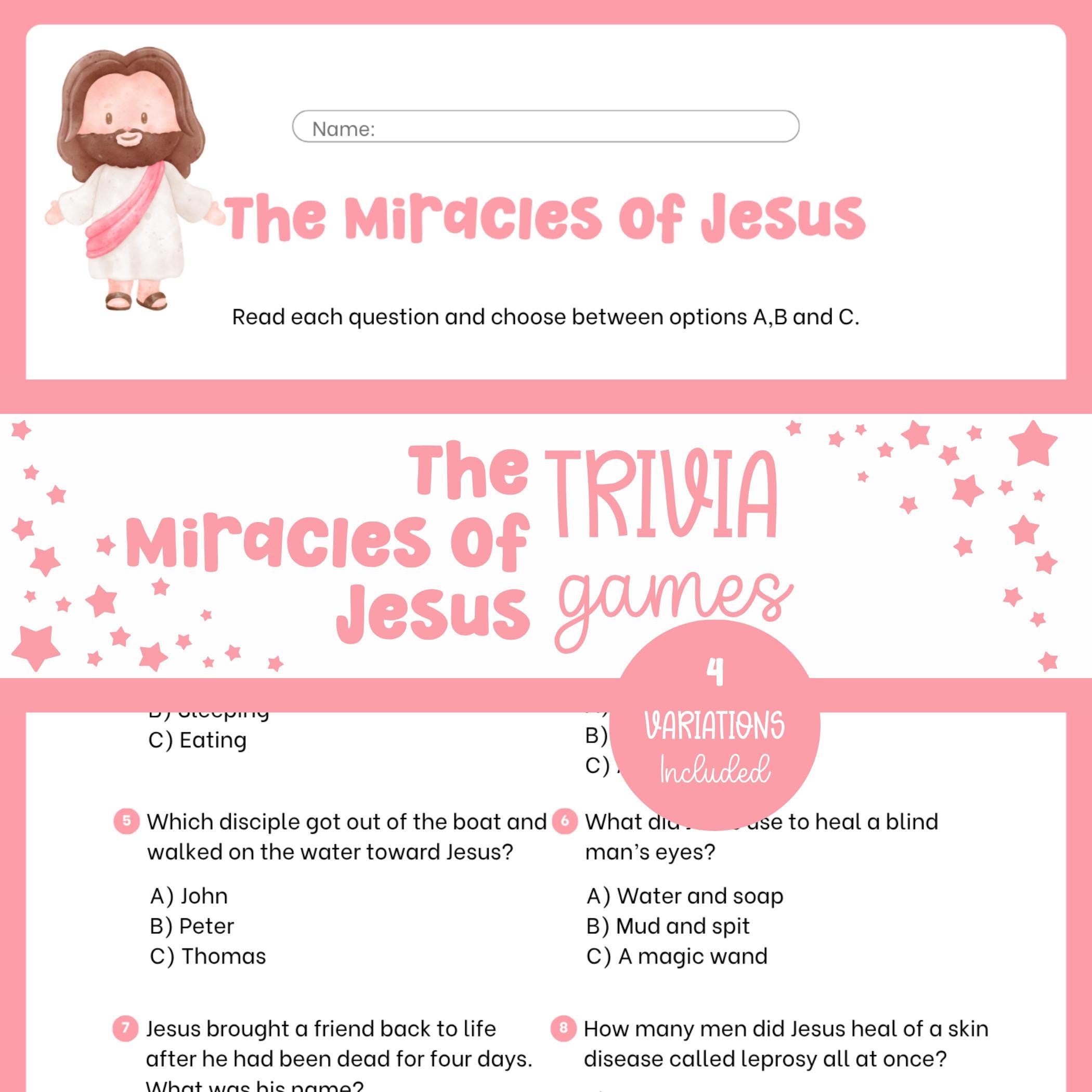 The Miracles of Jesus Bible Trivia Game | Sunday School Quiz ...
