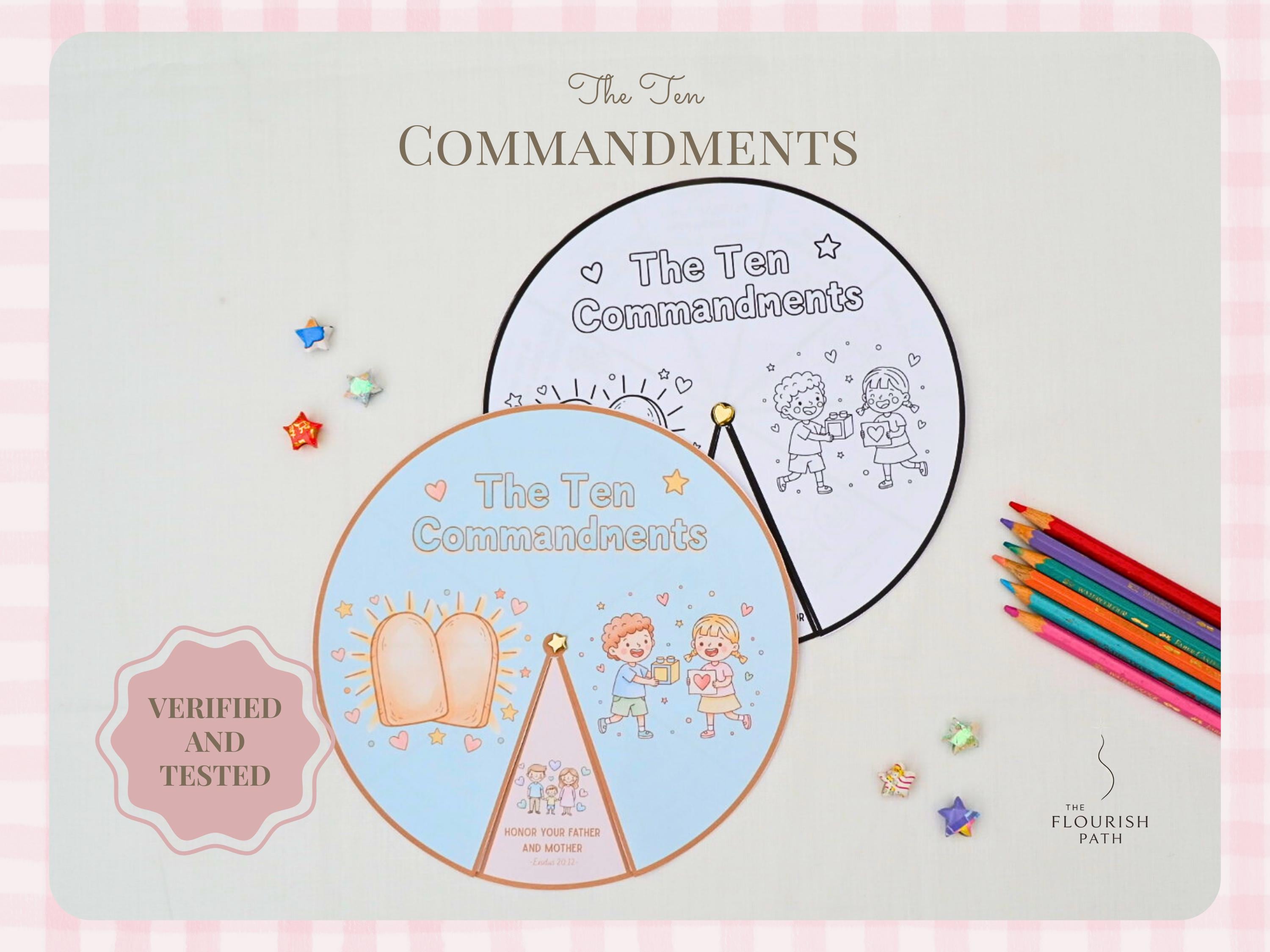 Ten Commandments Bible Craft for Kids, Christian Wheel Spinner Activity ...