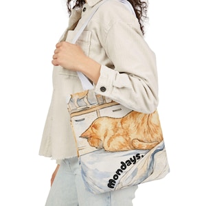 Orange Tabby Cat Tote Bag | "Mondays" Illustration Cat Lover Gift