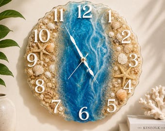 Handcrafted River and Ocean Resin Wall Clocks