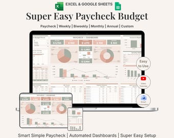 Easy Paycheck Budget Spreadsheet | Excel Budget Template | Biweekly Expense Tracker | Simple Budget Planner | Budget Template Google Sheets