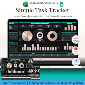 Simple Task Tracker Spreadsheet Excel Task Manager Google Sheets To Do List Work Planner Productivity Tracker Task Planner Template Digital