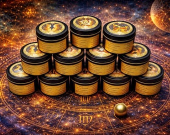 Zodiac Candle Collection – 4oz Luxury Astrology Candle, Crystal Infused, Handmade Soy Self Care Ritual Astrology Birthday Gift