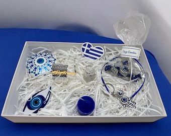 Blue Evil Eye Greek Gift Box | Protection Jewelry & Decor