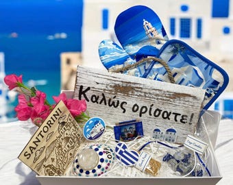 Santorini Breeze Gift Box | Handmade Greek Decor & Treats