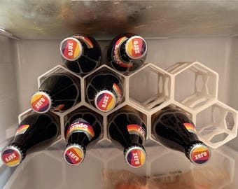 Wine Bottle Holder 3MF File | Modular Honeycomb Rack | Bottle Storage Organizer | Fridge Wine Rack | 3D Print File Download