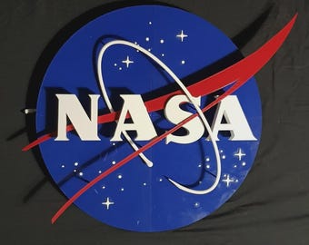 NASA Lamp STL file – space wall light 3d print – Led NASA Logo Lamp – space decor STL – printable night light digital download