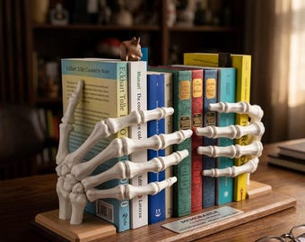 Skeleton Hand Bookends STL File | Gothic Book Holder | 3D Printable Book Stand | Halloween Decor | Bookshelf Organizer | Instant Download