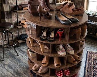 Rotating Shoe Rack CDR File | DIY Shoe Organizer Plans |  | CNC Cutting File | Space Saving Shoe Storage | Instant Download
