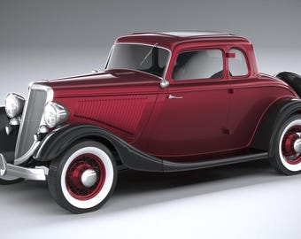 1934 Ford Coupe 3D Model MAX File | Classic American Hot Rod | Vintage Car Asset for Games, Animation & Rendering