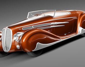1939 Delahaye T165 3D Model – Vintage Car STL/OBJ File – Classic French Luxury Car – 3D Printable Model – Digital Download