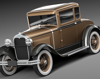 1928 Model A Coupe 3D Model 3D object – Vintage Classic Car Printable – Retro Coupe Digital Download for 3D Printing