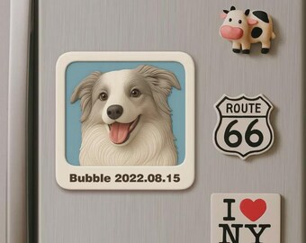 Custom 3D Printed Photo Fridge Magnet, Personalized Cartoon Pet Figurine