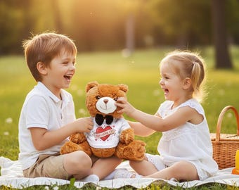 Personalized Teddy Bear Plush | Custom T-Shirt, Baby Shower Gift