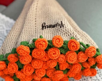 Custom Name Hand-Knitted Rose Blanket Ready-Made Gift for Mother's Day 80cm - 150cm
