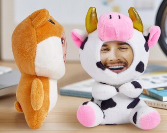 Custom Face Plush Keychain – Personalized Animal Keepsake