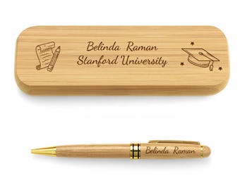 Engraved Wood Pen Set with Wooden Box - Personalized Graduation Gift
