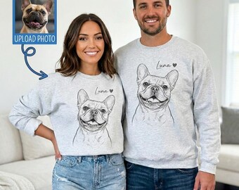Custom Pet Portrait Sweatshirt, Dog Cat Photo Gift, Pet Memorial